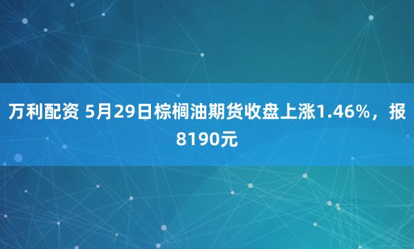 万利配资 5月29日棕榈油期货收盘上涨1.46%，报8190元