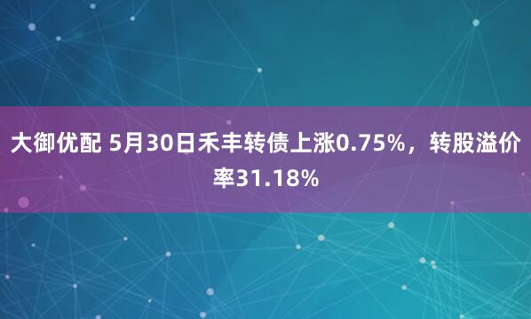 大御优配 5月30日禾丰转债上涨0.75%，转股溢价率31.18%